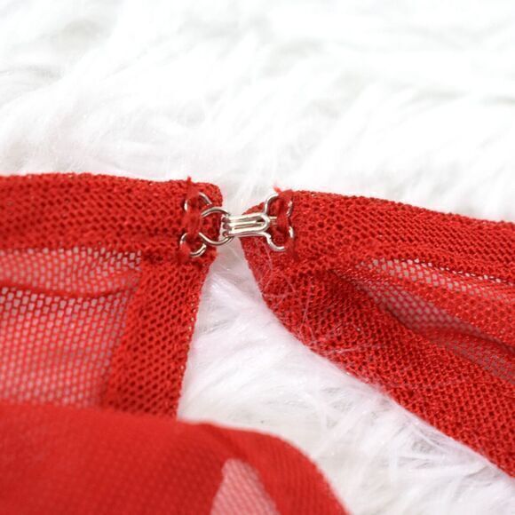 Lane Bryant Illusion Neck Midi Dress Bell Sleeve Size 20 New with Tags Color Red - Picture 8 of 9